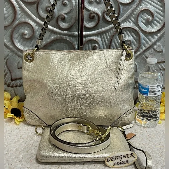 COACH Poppy Metallic Leather Whipstitch Hippie 19014 NWT + Wristlet RARE! - Picture 7 of 13